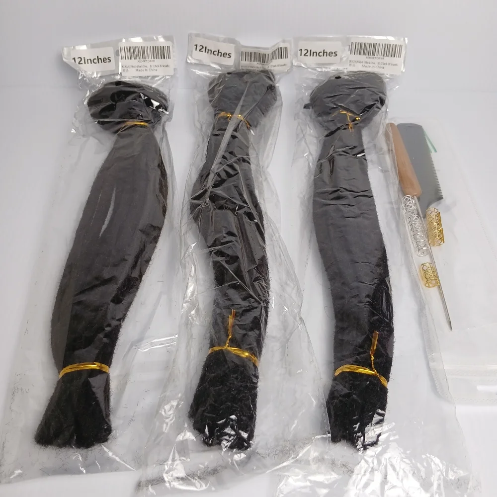 100% Human Hair Dreadlock Extensions‎ 0.6cm Width 12 Inch 30 Strands Natural